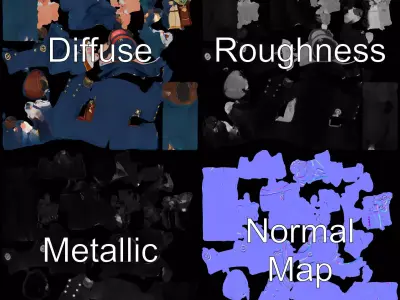 Navy Captain Uniform model pack Low-poly 3D model