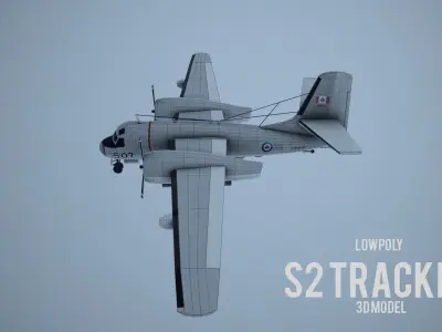 Lowpoly Grumman S-2 Tracker Low-poly 3D model