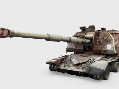 Destroyed 2S19 Msta 152 mm self-propelled howitzer M1990 3D model shop