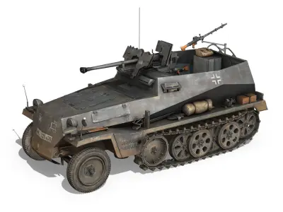 SD KFZ 250 Halftruck with sPzB 41 2 SS-PzDiv 3D model