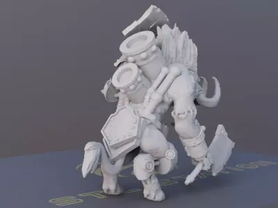 CyberTusker SciFi Boar Warrior 3D print model purchase
