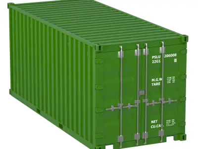 20 ft Container green 3D model