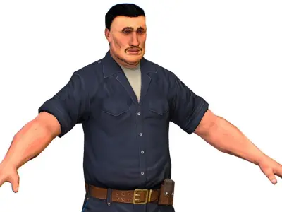 LowPoly Man Boss Slave Driver Chief Low-poly 3D model