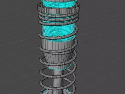 RC Shock Absorber and Spring 3D model