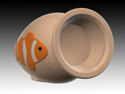 Aquarium-ornaments Octopus-pot -Anemone fish- Free 3D print model