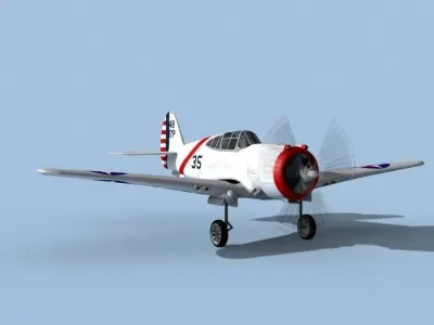 Curtiss P-36C Hawk V04 USAAF 3D model