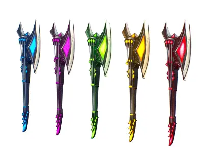 One-handed axe in the form of a guitar set1 Low-poly 3D model