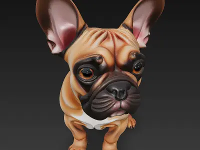 French Bulldog Brown Dog Realistic 3D Model - Low Poly Realistic Low-poly 3D model