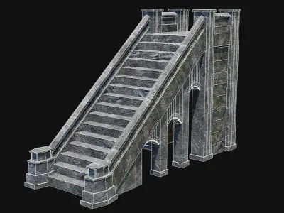 STAIRS COLUMNS GATE STAIR PLATFORM PIER TEMPLE PORTAL COLLECTION Low-poly 3D model