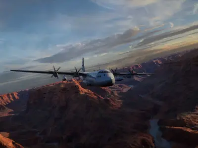 C-130 Rigged Animated Game Ready Low-poly 3D model