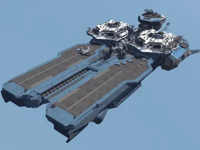 Futuristic Aircraft Base Carrier Low-poly 3D model