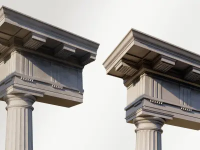 Mutulary Doric two column with pedestal and entablature 3D model