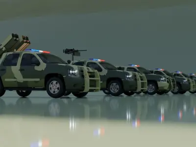 Realistic military vehicles ready for games and movies Low-poly 3D model