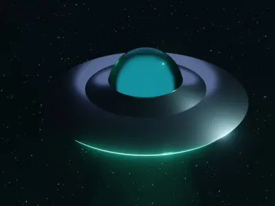 Low Poly UFO flying in sky Low-poly 3D model