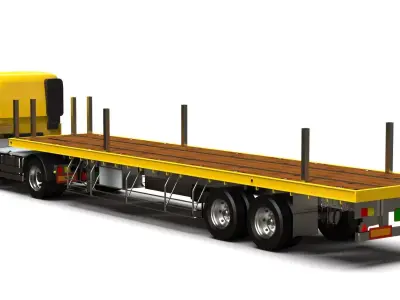 Generic Flatbed Semi-Trailer Truck 12M 3D model