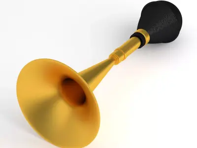 Vintage Vehicle Horn Gold 03 3D model