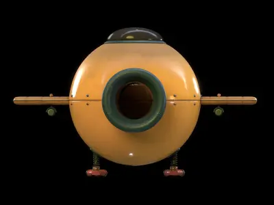 Cute gun chicken Low-poly 3D model