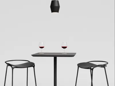 Bar Stools  And Table 3D model
