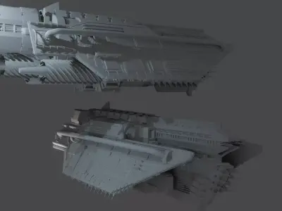 crafts sci-fi spaceship in night sky Free 3D model