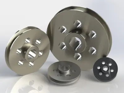 Pulleys metal pulley with holes 3D model