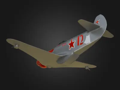 Yakovlev Yak-3 Jet Fighter Low-poly 3D model