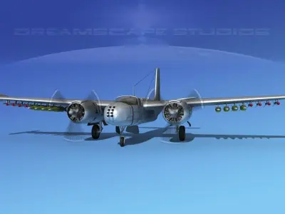 Douglas A-26K Invader Bare Metal 3D model