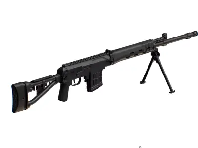 Sniper Riffle SVDM SVD Dragun Dragunov Semi-Automatic Rifle Low-poly 3D model