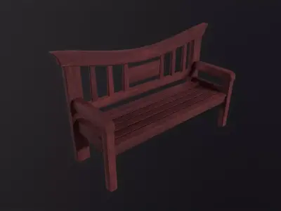 Asian wooden bench 3D Model Low-poly 3D model