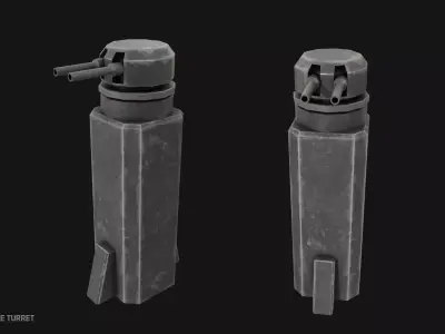 Scifi militarybase turret Low-poly 3D model