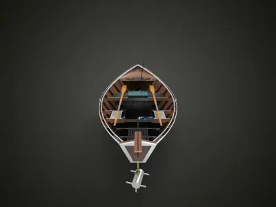 Canoe wooden boat 3D model