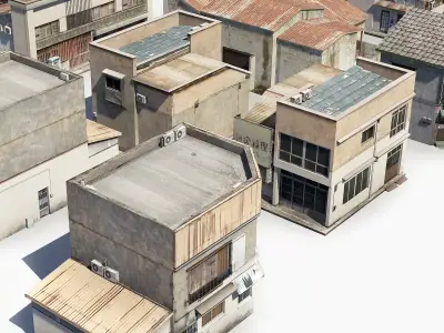 Japanese Rural Shops Low-poly 3D model