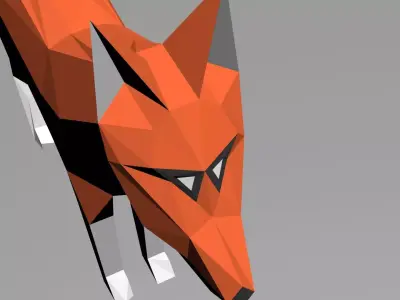 low poly fox in polygons Low-poly 3D model