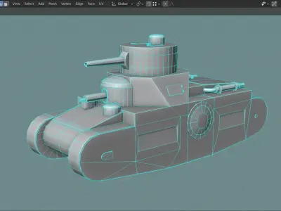 Sturmpanzerwagen Oberschlesien Tank Base Mesh Low-poly 3D model