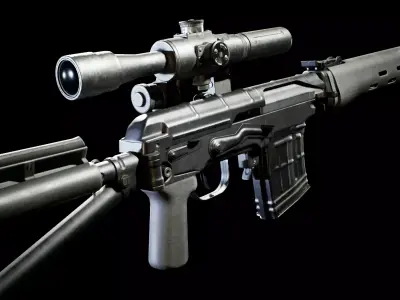 PBR - SVD Dragunov Paratrooper - Game-Ready 3D Asset Low-poly 3D model