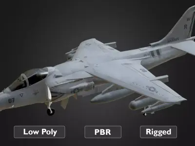 Harrier Jet Fighter Low-poly 3D model