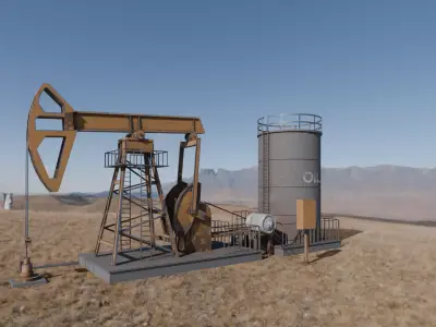 Realistic Machine - Oil Pumpjack Low-poly 3D model