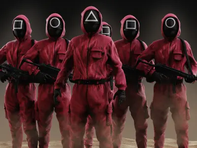 Squid Game soldier Low-poly 3D model