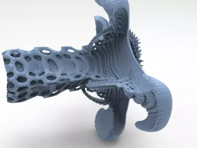 Alien Spine vertebrae stone 5 3D model