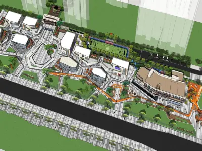 SHOPPING MALL LANDSCAPE ARCHITECTURE 3D model