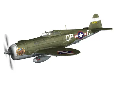 Republic P-47C Thunderbolt - California or Bust - QP-G 3D model