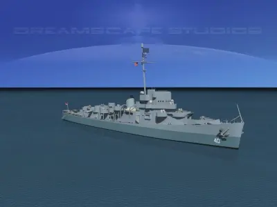 Evarts Class Destroyer DE40 USS Sanders 3D model
