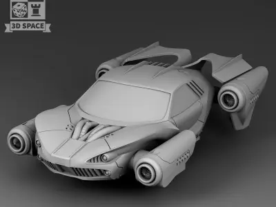 Futuristic A car with jet engines 3D print model