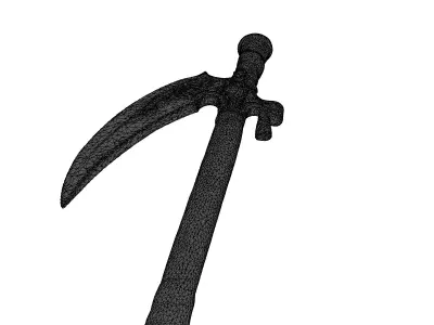Fantasy War Scythe with Red Wrapping Low-poly 3D model