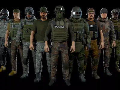 Modular military character 2 Low-poly 3D model