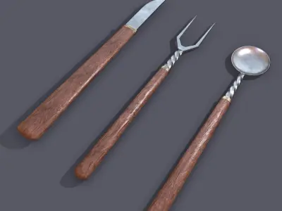 Medieval Cutlery  Free low-poly 3D model