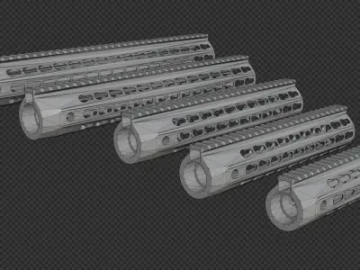 AR-15 KAC URX4 KeyMod Bundle Low-poly 3D model