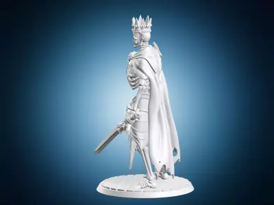 Skeleton King Undead Warrior Miniature 3D print model