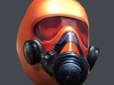 Gas mask helmet scifi Low-poly character art game space  Low-poly 3D model 10