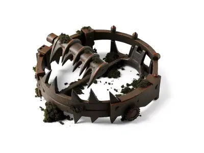 Rusty Medieval Bear Trap Game Asset Low-poly 3D model