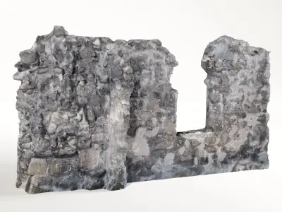 Old castle wall part C Low-poly 3D model